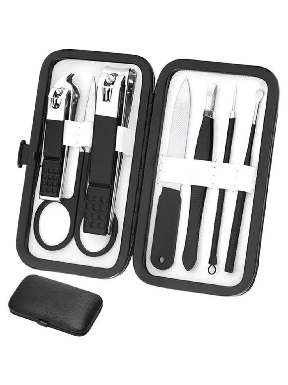 Manicure Set Personal Care Nail Clipper Kit Manicure 8 n 1 Pedicure BLACK WHITE